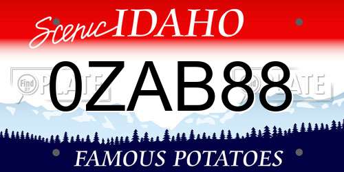 0ZAB88 Idaho License Plate