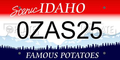 0ZAS25 Idaho License Plate