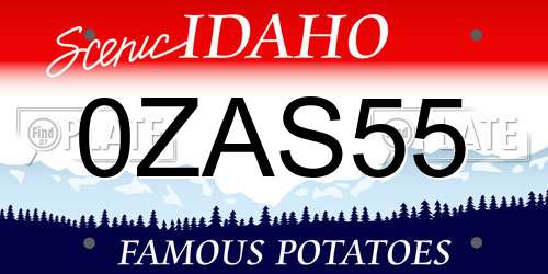 0ZAS55 Idaho License Plate