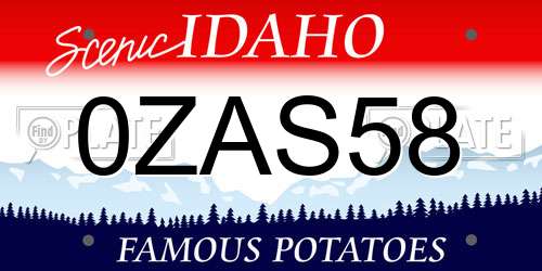 0ZAS58 Idaho License Plate