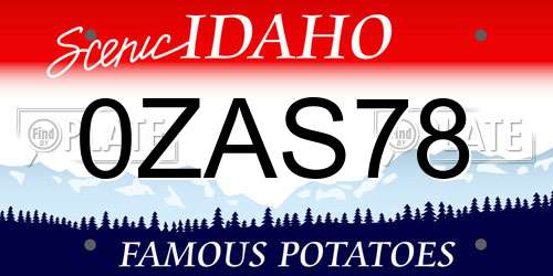 0ZAS78 Idaho License Plate