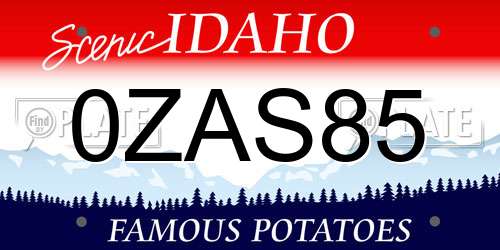 0ZAS85 Idaho License Plate