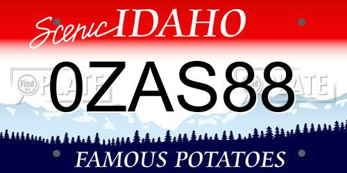 0ZAS88 Idaho License Plate