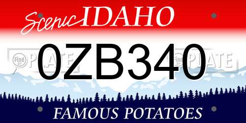 0ZB340 Idaho License Plate