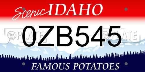 0ZB545 Idaho License Plate