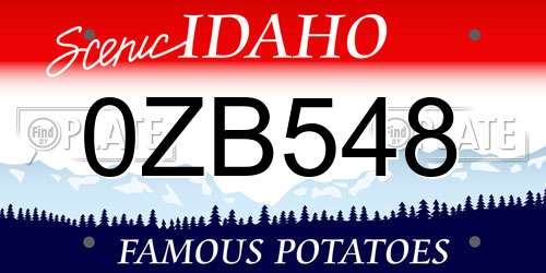 0ZB548 Idaho License Plate
