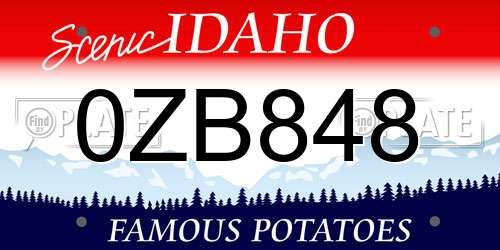 0ZB848 Idaho License Plate