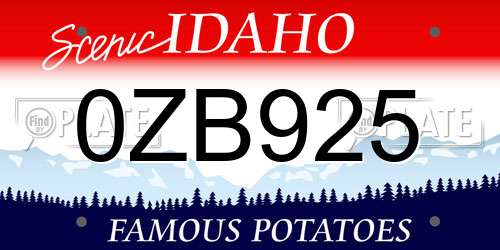 0ZB925 Idaho License Plate