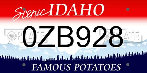 0ZB928 Idaho License Plate
