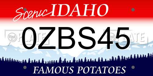 0ZBS45 Idaho License Plate