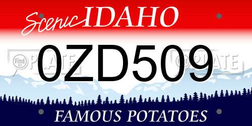0ZD509 Idaho License Plate