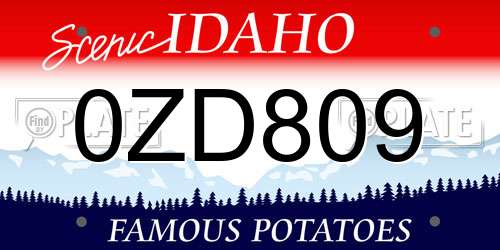 0ZD809 Idaho License Plate