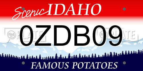0ZDB09 Idaho License Plate