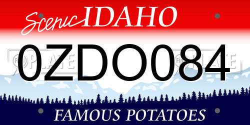 0ZDO084 Idaho License Plate