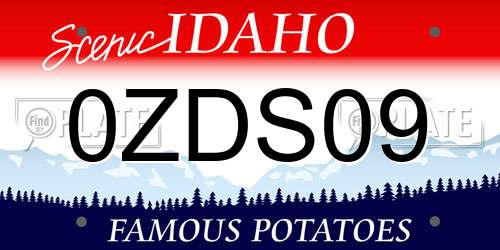 0ZDS09 Idaho License Plate
