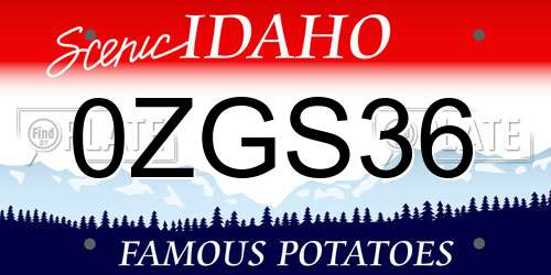 0ZGS36 Idaho License Plate