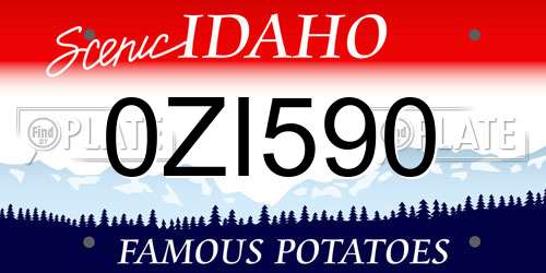 0ZI590 Idaho License Plate