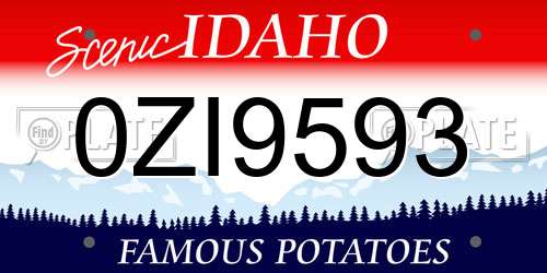 0ZI9593 Idaho License Plate