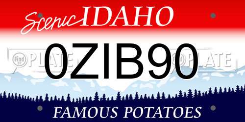 0ZIB90 Idaho License Plate