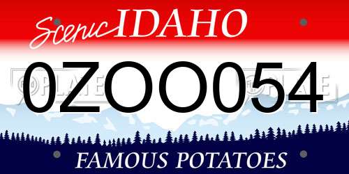 0ZOO054 Idaho License Plate