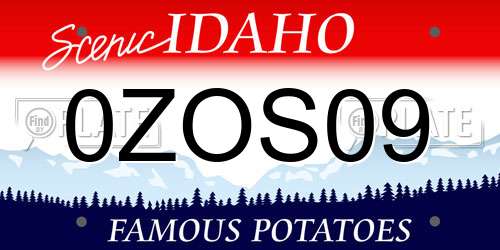0ZOS09 Idaho License Plate