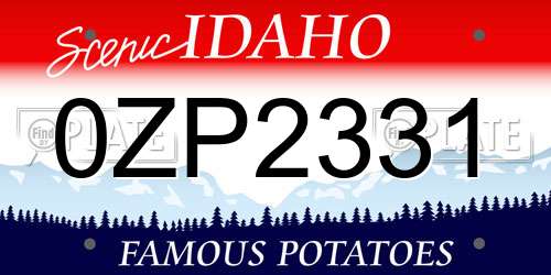 0ZP2331 Idaho License Plate