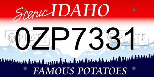 0ZP7331 Idaho License Plate