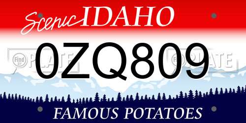 0ZQ809 Idaho License Plate