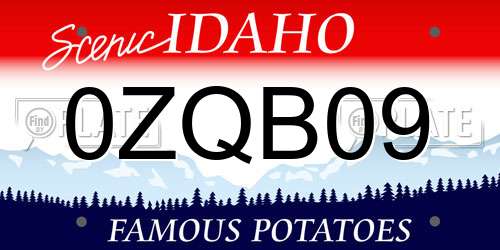 0ZQB09 Idaho License Plate