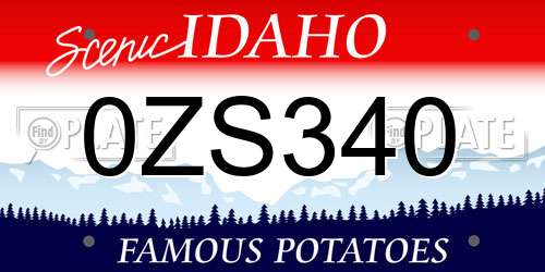 0ZS340 Idaho License Plate