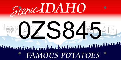 0ZS845 Idaho License Plate
