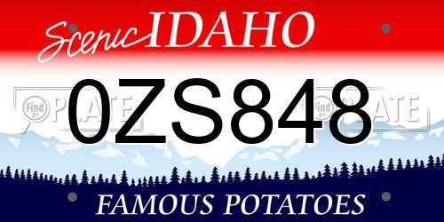0ZS848 Idaho License Plate