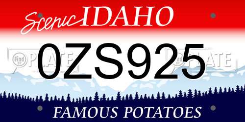 0ZS925 Idaho License Plate