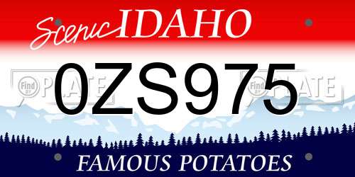 0ZS975 Idaho License Plate