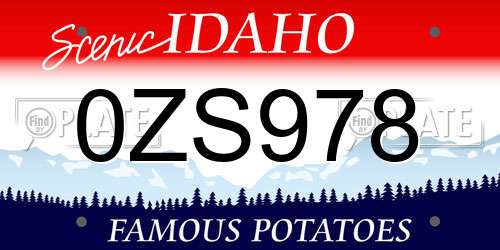 0ZS978 Idaho License Plate