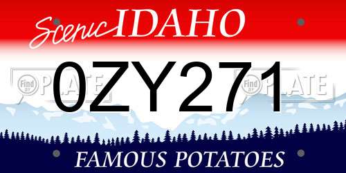 0ZY271 Idaho License Plate