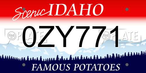 0ZY771 Idaho License Plate
