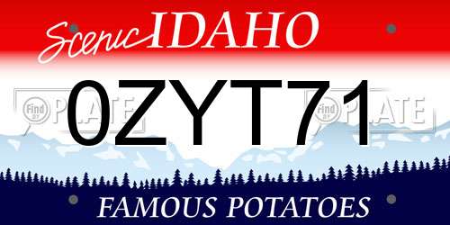 0ZYT71 Idaho License Plate