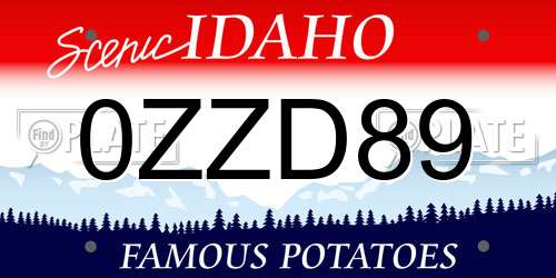 0ZZD89 Idaho License Plate