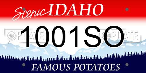 1001SO Idaho License Plate