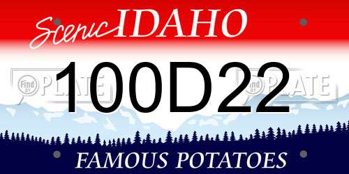 100D22 Idaho License Plate