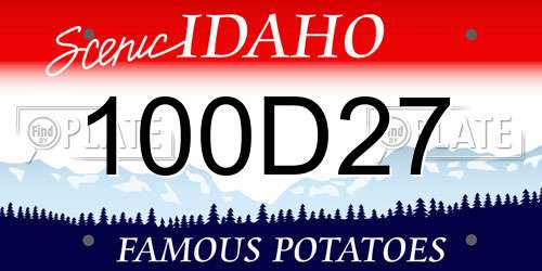 100D27 Idaho License Plate