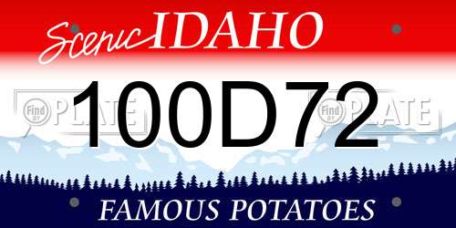 100D72 Idaho License Plate
