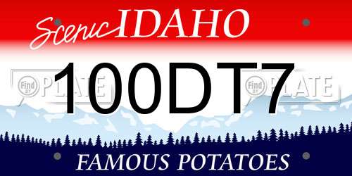 100DT7 Idaho License Plate