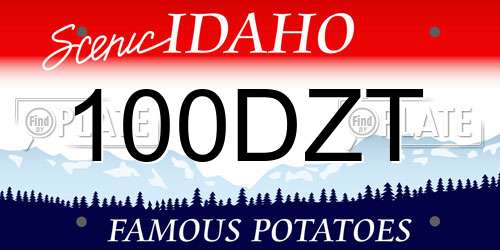 100DZT Idaho License Plate