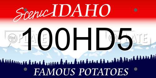 100HD5 Idaho License Plate
