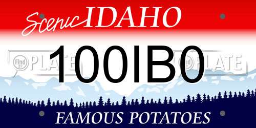100IB0 Idaho License Plate