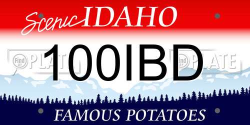 100IBD Idaho License Plate