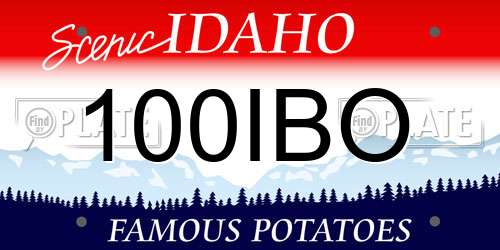 100IBO Idaho License Plate