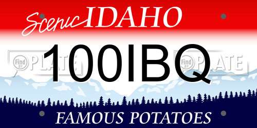 100IBQ Idaho License Plate